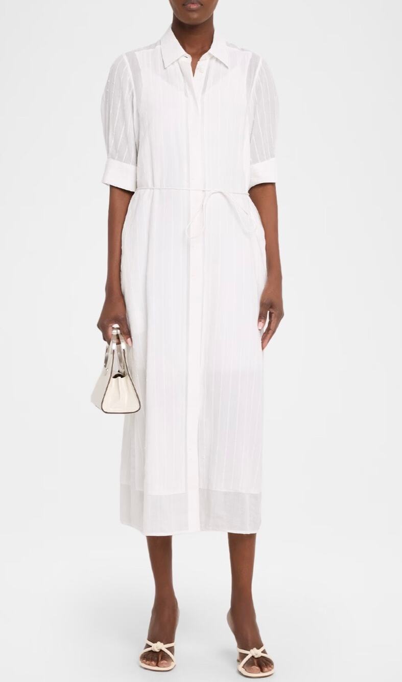Rag & Bone Lucy White Cotton Blend Midi Shirtdress size medium (New with tags)